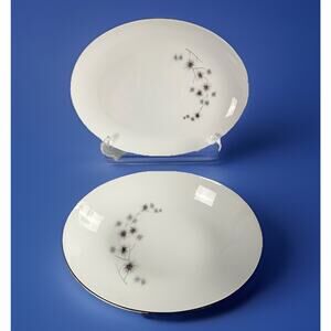 Vtg Starburst Oval Serving Platter and Bowl Creative Fine China 1014 Platinum